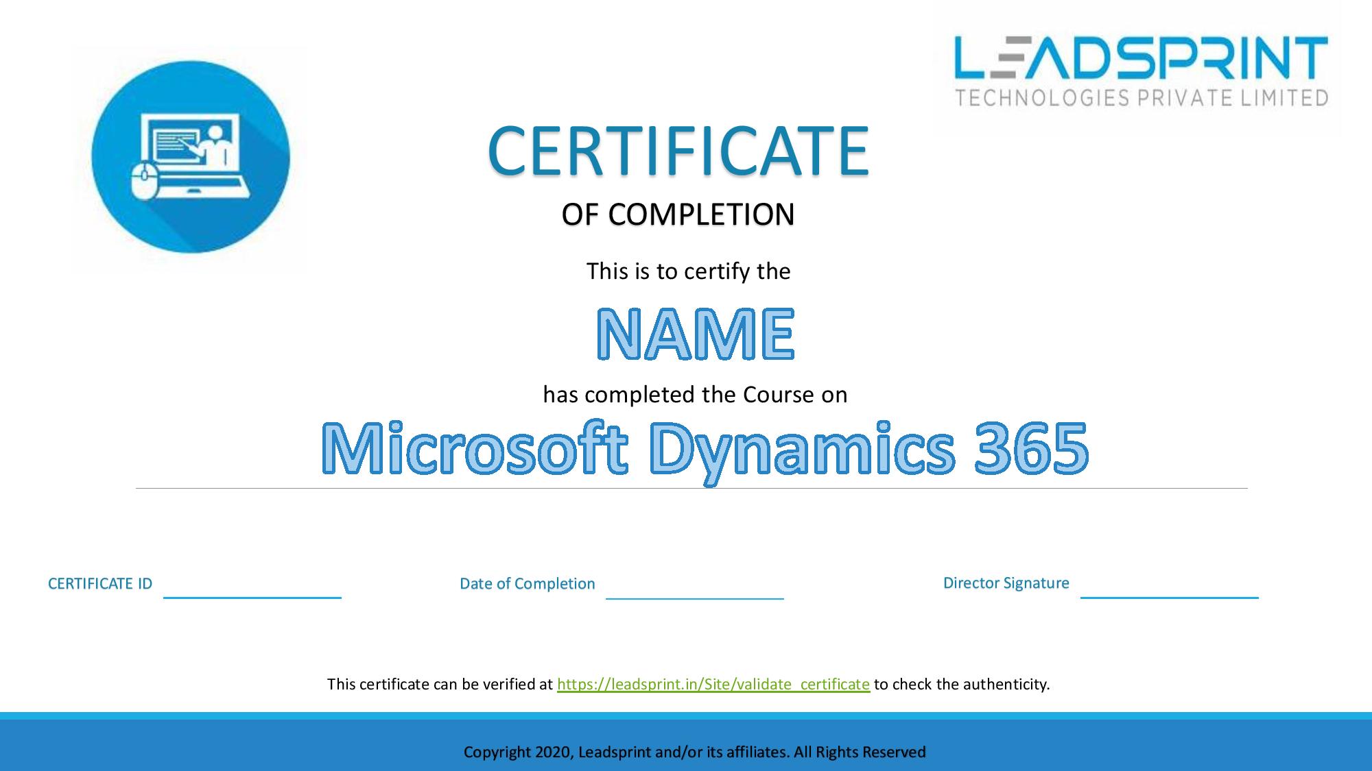 Microsoft Dynamics 365 Certification